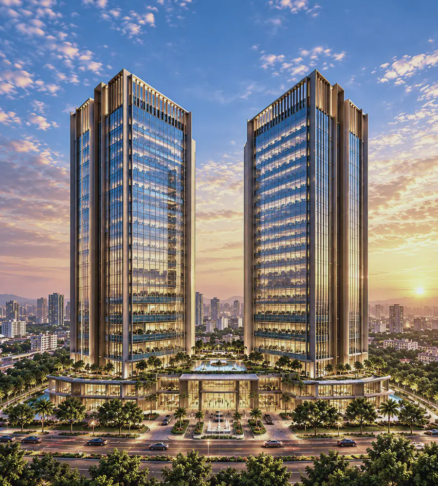twin commercial towers